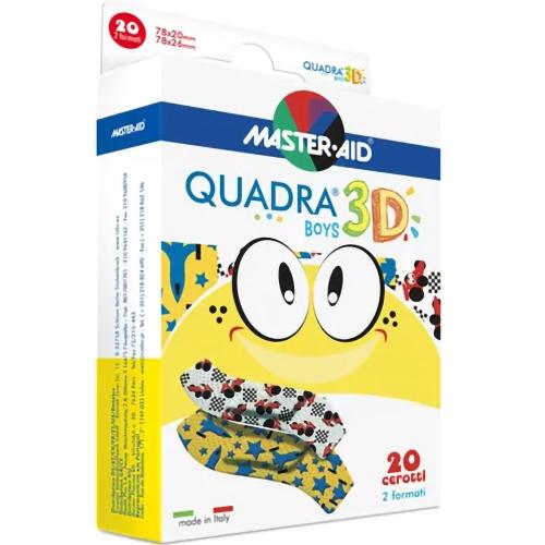Master Aid Quadra 3D Boys Αυτοκόλλητα Επιθέματα για Παιδιά 20 Τεμάχια